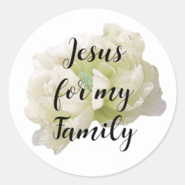 Pegatina redonda Jesús para mi familia