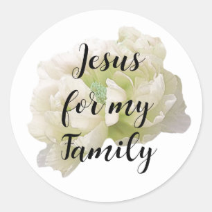Pegatina redonda Jesús para mi familia