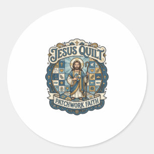 Pegatina Redonda Jesús Parche de Colcha de Retazos Fe Jesús Colcha 