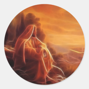 Pegatina Redonda Jesús Pensando En Ti