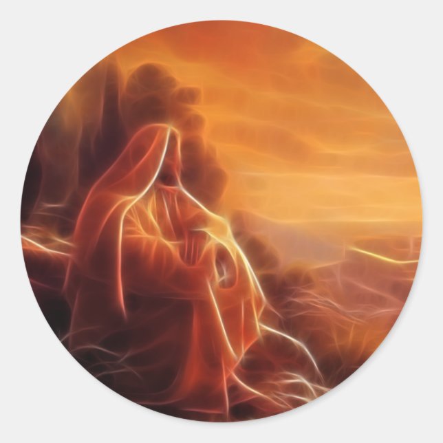 Pegatina Redonda Jesús Pensando En Ti (Anverso)