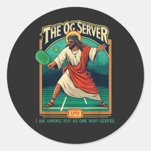 Pegatina Redonda Jesús Pickleball Cristiano