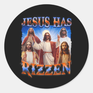 Pegatina Redonda Jesús Rizzen Hombres Cristianos Fe De La Biblia