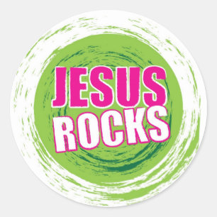 Pegatina Redonda Jesus Rocks 3 Green