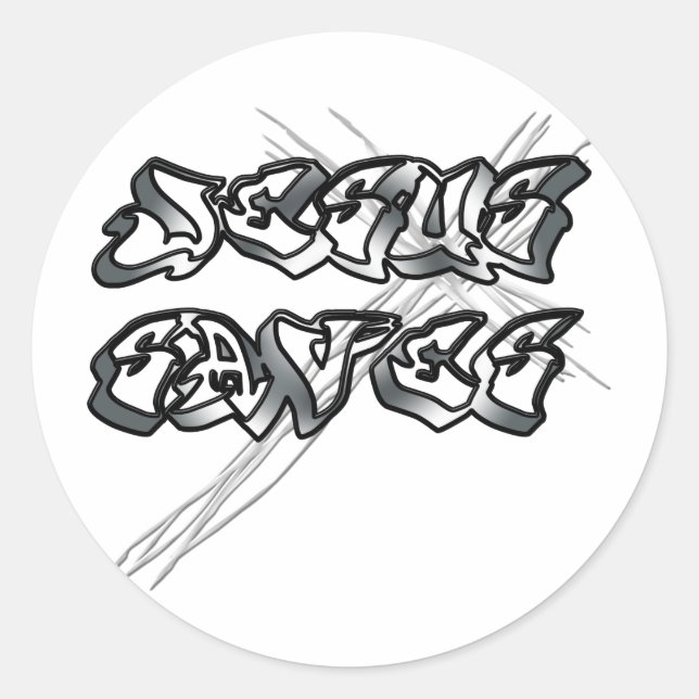 Pegatina Redonda Jesús salva a los cristianos (Anverso)