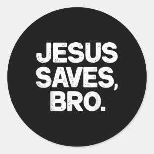 Pegatina Redonda Jesús salva al hermano cristiano