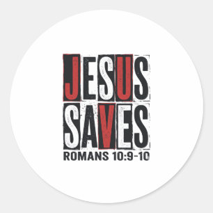 Pegatina Redonda Jesús Salva Camiseta Vintage Cristiana Romanos 10_