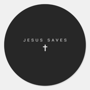 Pegatina Redonda Jesús salva cruz sutil cristianos mínimo católico