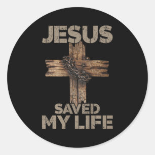 Pegatina Redonda Jesús Salvó Mi Vida Cruz Cristiana Dios Fe Biblia