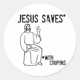 Pegatina Redonda Jesus Saves