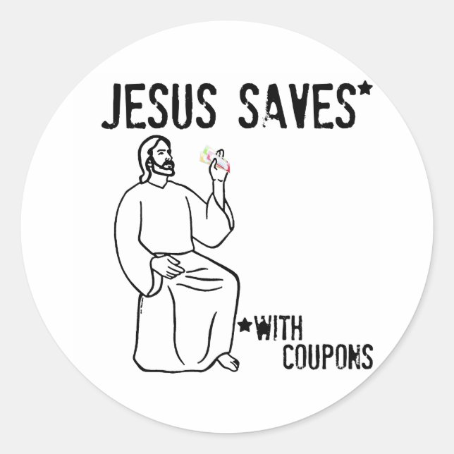 Pegatina Redonda Jesus Saves (Anverso)