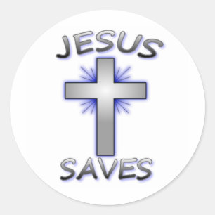 Pegatina Redonda Jesus Saves