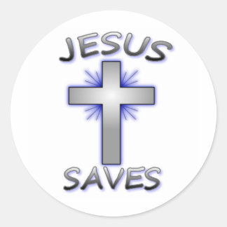 Pegatina Redonda Jesus Saves
