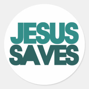 Pegatina Redonda Jesus Saves