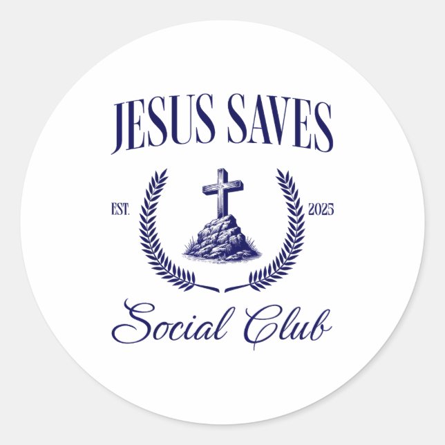 Pegatina Redonda Jesus Saves Christian Women  (Anverso)
