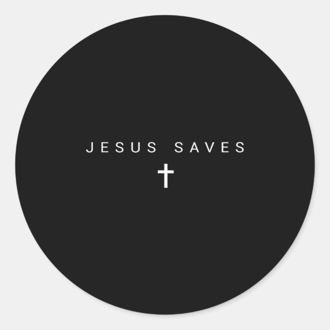 Pegatina Redonda Jesus Saves Cross Subtle Christians Minimal Cathol (Anverso)