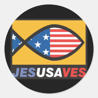 Pegatina Redonda Jesus Saves USA