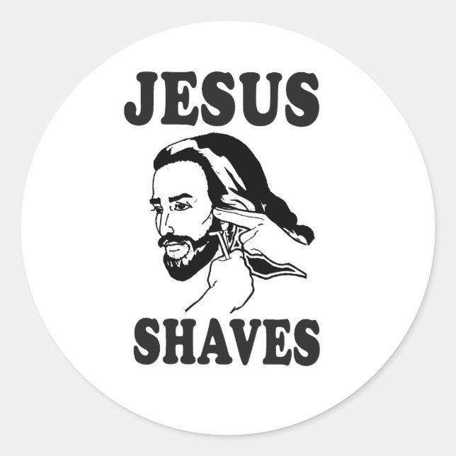 PEGATINA REDONDA JESUS SHAVES (Anverso)