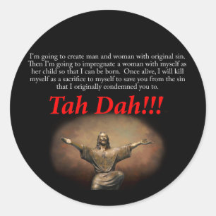 Pegatina Redonda Jesús. ¡Tah Dah!