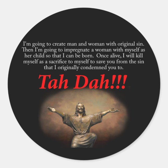 Pegatina Redonda Jesús. ¡Tah Dah! (Anverso)