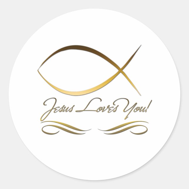 Pegatina Redonda Jesús te ama (Anverso)