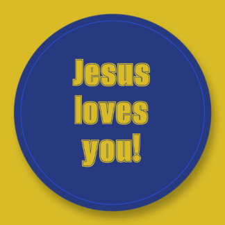 Pegatina Redonda Jesús te ama (añade un nombre o elimina)
