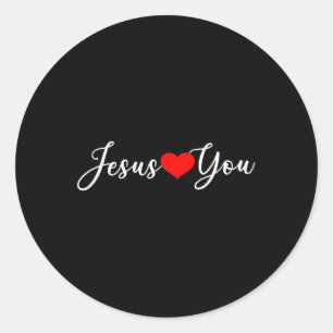 Pegatina Redonda Jesús Te Ama - Cristiano