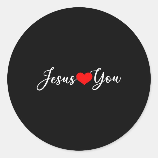 Pegatina Redonda Jesús Te Ama - Cristiano (Anverso)