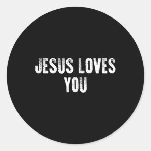 Pegatina Redonda Jesús Te Ama La Fe Religiosa Cristiana Para Los Ho