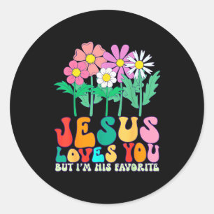 Pegatina Redonda Jesús te ama pero soy su Dios cristiano favorito