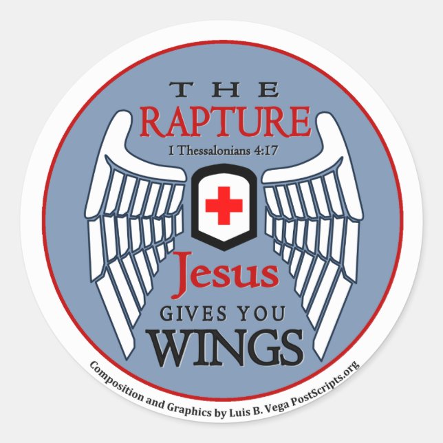 Pegatina Redonda Jesús Te Da Alas - Rapto (Anverso)