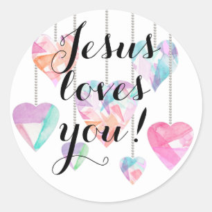 Pegatina Redonda ¡Jesús te quiere!