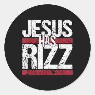 Pegatina Redonda Jesús Tiene Rizz Simple Fe Cristiana Creer Dios