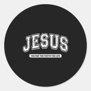 Pegatina Redonda Jesús Vintage La Verdad El Camino La Vida Diseño 