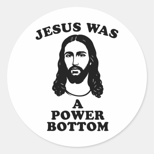 Pegatina Redonda Jesus Was A Power Bottom Funny Pride Christmas Gag (Anverso)