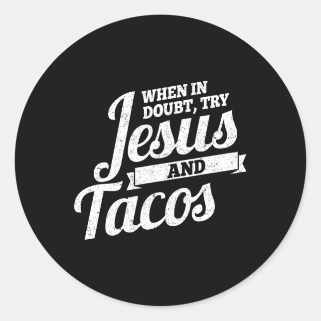 Pegatina Redonda Jesús Y Tacos Mexicanos Cinco De Mayo (Anverso)