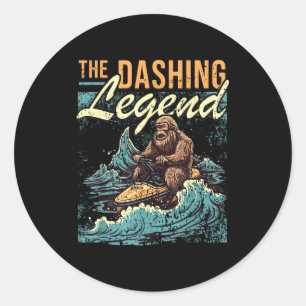 Pegatina Redonda Jet skiing pie grande embarcación piloto sasquatch