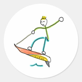 Pegatina Redonda Jetboard Stickman