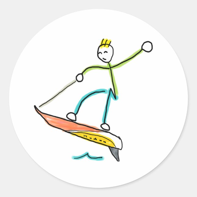 Pegatina Redonda Jetboard Stickman (Anverso)