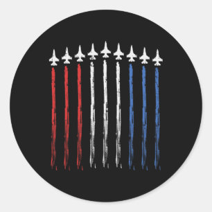 Pegatina Redonda Jets La Bandera Estadounidense Independencia 4 De 