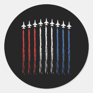 Pegatina Redonda Jets La Bandera Estadounidense Independencia 4 De 