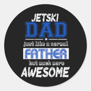 Pegatina Redonda Jetski Jet Ski Esquí Papá Deportes Acuáticos Diver
