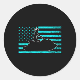 Pegatina Redonda Jetski Jet Skicraft Watercraft Jet Ski Estados Uni