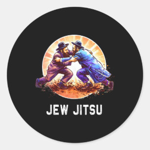 Pegatina Redonda Jew Jitsu Karate Funny Hanukkah