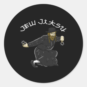 Pegatina Redonda Jew Jitsu Karate Funny Hanukkah Jiu Jitsu Martial