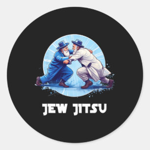 Pegatina Redonda Jew Jitsu Karate Funny Hanukkah Martial Arts Chanu