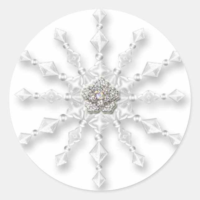 Pegatina Redonda Jewel Snowflake (Anverso)
