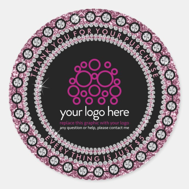 Pegatina Redonda Jewelry Gracias por tu compra (Anverso)