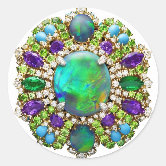 Pegatina Redonda Jewelry Mandala (Anverso)