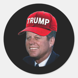 Pegatina Redonda Jfk Usando El Gorra De Trump Funny John F Kennedy 
